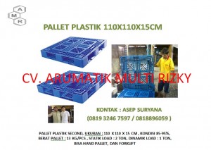 Pallet Plastik 110 x 110 x 15 cm Jaring Biru