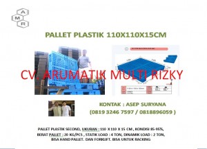 Pallet Plastik 110 x 110 x 15 cm Model M warna Biru terang