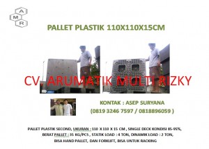 Pallet Plastik 110 x 110 x 15 cm Rata Atas Abu-abu