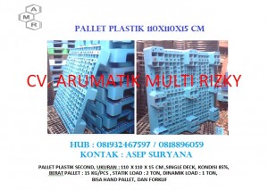 Pallet Plastik 110x110x15 cm warna biru, pentol